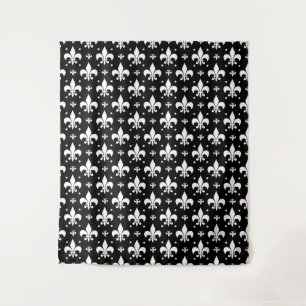 Black Fleur-de-lis Pattern Design Tapestry
