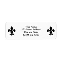 Black fleur de lis return address labels