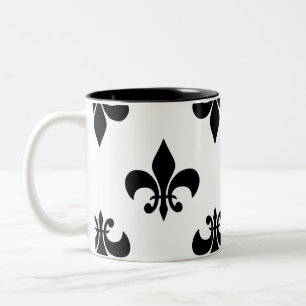 black fleur de lis Two-Tone coffee mug