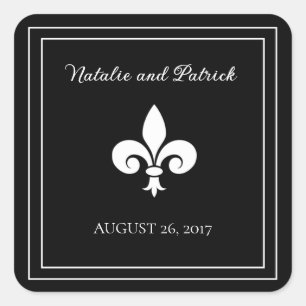 Black Fleur de Lis Wedding Stickers
