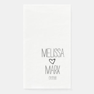 Black Floating Hearts Monogram Paper Guest Towels Napkin