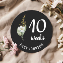 Black Floral 10-11 Weeks Pregnancy Milestone Sign