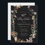 Black Floral 60th Birthday Party Invitation<br><div class="desc">Black Floral 60th Birthday Party Invitation. This stylish & elegant 60th birthday invitation features gorgeous hand-painted watercolor wildflowers arranged as a lovely wreath with an elegant hand-lettered script. Find matching items in the Black Boho Wildflower Wedding Collection.</div>