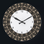 Black Floral Art Deco Large Clock<br><div class="desc">Black intricate lace art deco inspired radial design with black numbers and white face. Can be customized by changing the background accenting colour.</div>
