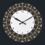 Black Floral Art Deco Large Clock<br><div class="desc">Black intricate lace art deco inspired radial design with black numbers and white face. Can be customized by changing the background accenting colour.</div>