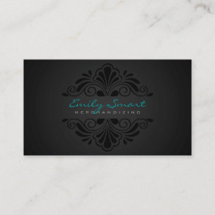 Black Floral Black Gradient Background Business Card