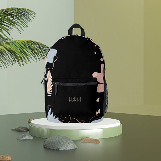 Black floral bohemian inspired  printed backpack (Creator Uploaded)