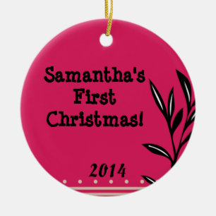 Black Floral Branch Personalized Name Ornament