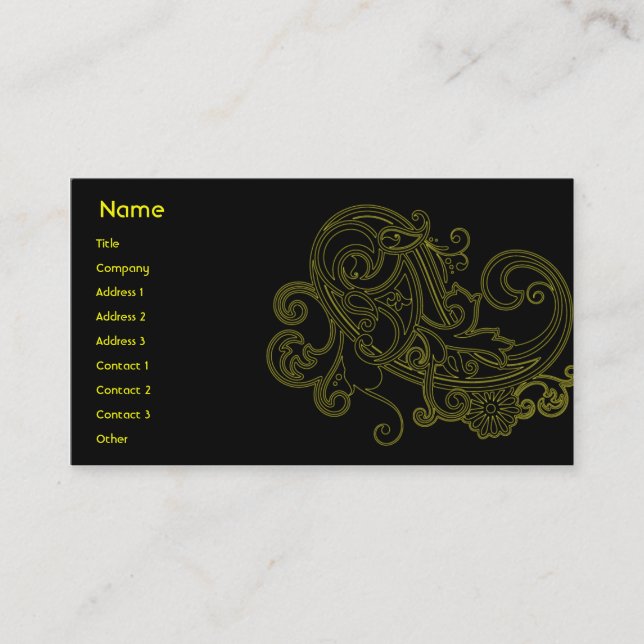 Black Floral - Business Business Card (Front)
