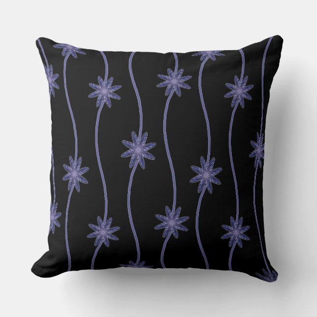 Black Floral Chain Pattern Throw Pillow (Front)