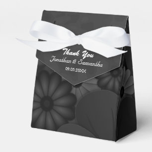 Black Floral Chalkbaord Tent With Ribbon Favour Bo Favor Box