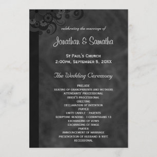 Black Floral Chalkboard Gothic Wedding Programs