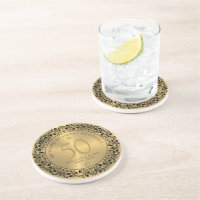 Black Floral Circle 50th Wedding Anniversary Ceram