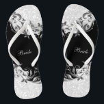 Black Floral & Confetti Glitter | Wedding Flip Flops<br><div class="desc">Bridal Party Flop Shoes ready for you to personalize. 💗This Product is 100% Customizable. Graphics and/or text can be added, deleted, moved, resized, changed around, rotated, etc... ✔(just by clicking on the "EDIT DESIGN" area) ⭐99% of my designs in my store are done in layers. This makes it easy for...</div>