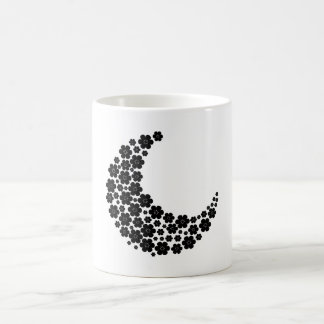 Black Floral Crescent Moon – Minimalist Boho Moon  Coffee Mug