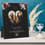 Black Floral Custom Photo Collage gift for Couples Plaque<br><div class="desc">chic pastel personalized "heart Shaped collage" canvas printable contains 2 big photos of artwork. DESIGN TIPS: Customize further to alter text size or font. To order without text,  you can also delete the text and the Love Message</div>