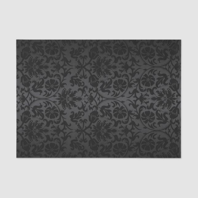 Black Floral Damask Tissue Paper (Front)