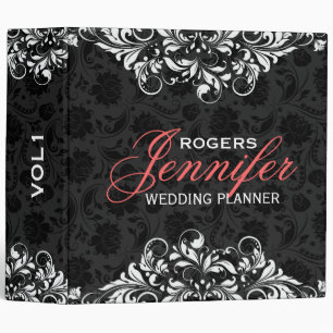 Black Floral Damasks White Lace Lace Binder