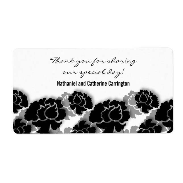 Black Floral Decadence Wedding Labels (Front)