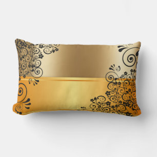 Black floral decor lumbar pillow