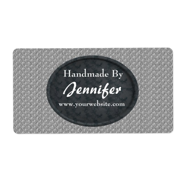 Black Floral Design Personalized Handmade By Label (Front)