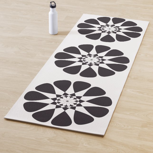 Black Floral Design Yoga Mat (In Situ)
