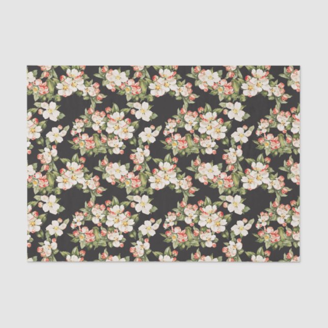 Black Floral Elegant Tissue Paper (Front)