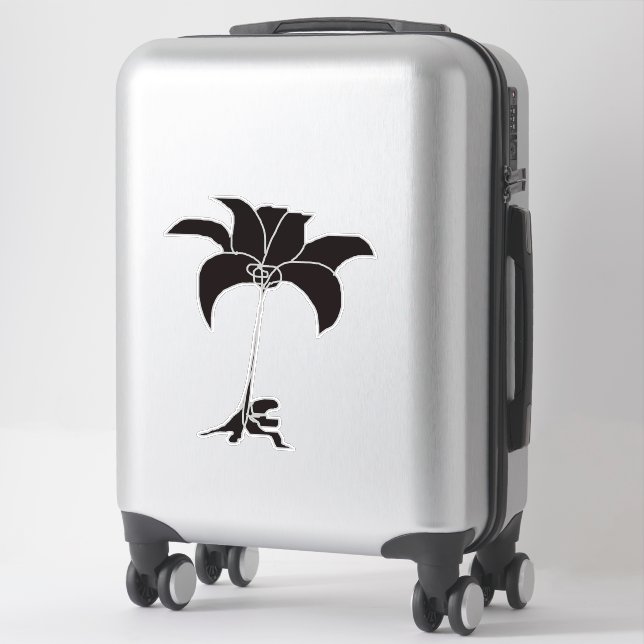 Black Floral Extra Large Sticker (Suitcase)