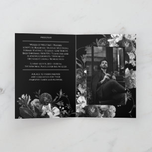 Black Floral Folded Funeral Memorial Program