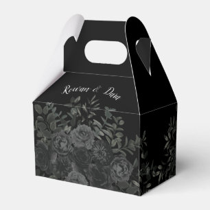 Black Floral Gothic Wedding Favor Box
