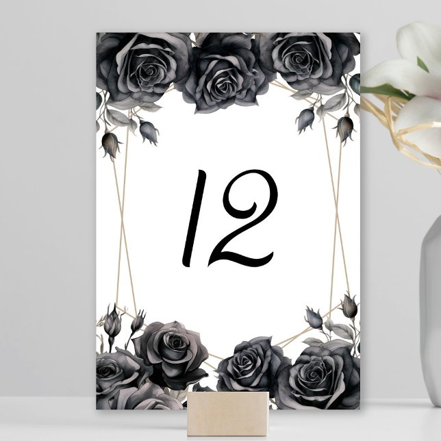 Black Floral Gothic Wedding Table Number (Creator Uploaded)