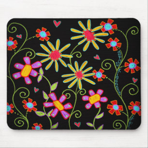 Black Floral Grow Kindness Fun Mouse Pad