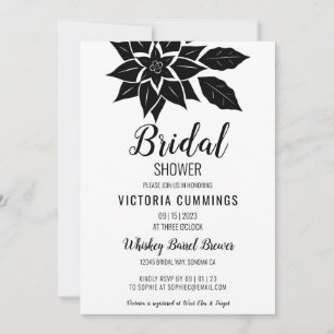 Black Floral Hibiscus Invitation