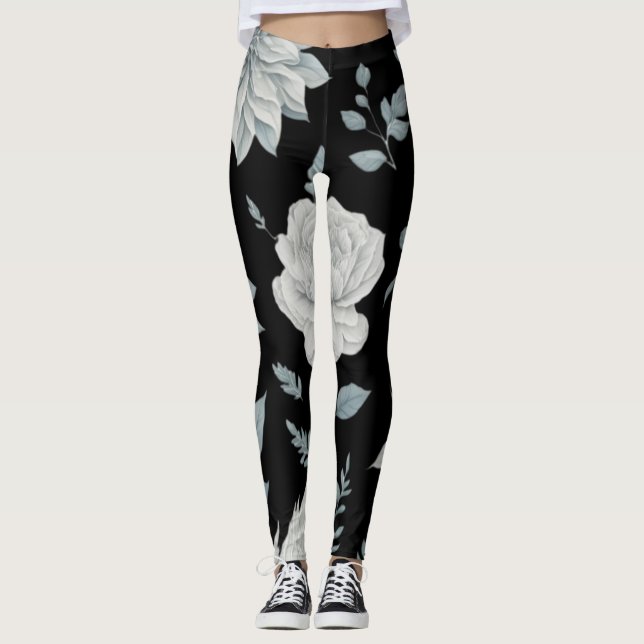 Black Floral Leggings (Front)