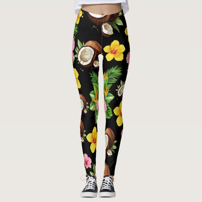 Black Floral Leggings (Front)