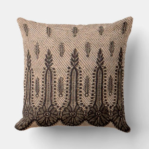 black floral mesh print throw pillow