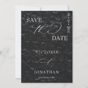 Black Floral Modern Elegant Save The Date