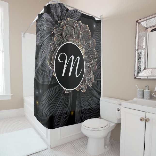 Black Floral Monogram Personalize (In Situ)