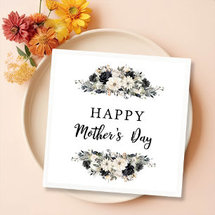 Black Floral Mother's Day Brunch Party Napkin