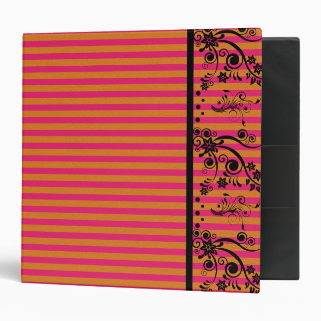 Black Floral On Pink - Binder (Front/Inside)
