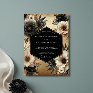 Black Floral Opulence Wedding Invitation