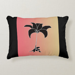 Black Floral Pastel Gradient Accent Pillow
