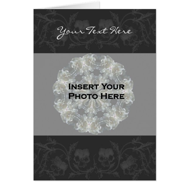 Black Floral Pattern Photo Card (Front)