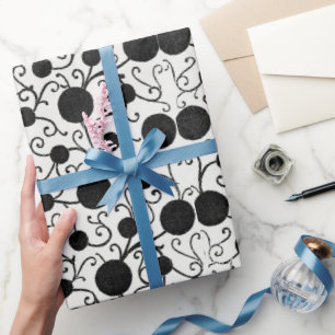 Black floral pattern  Wrapping Paper