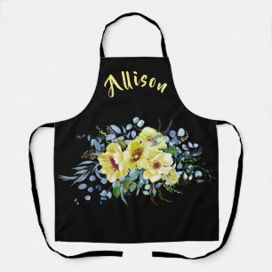 Black Floral Personalized Apron