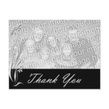 Black Floral Photo Template Thank you Postcard