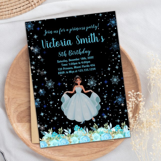 Black Floral Princess Birthday Invitations (Black Floral Princess Birthday Invitations)