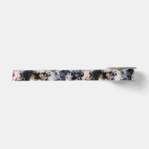 Black Floral Print Ribbon