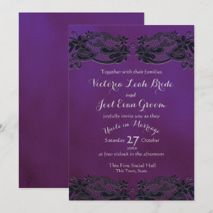 Black Floral Regency Invitation