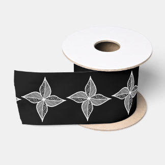 Black Floral Ribbon, Large Satin Ribbon